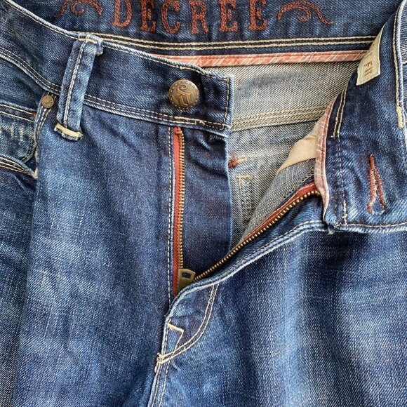 Degree Straight Fit Men's Jeans Size 33x30 Distressed Flap Pocket Dark Wash - Picture 14 of 16